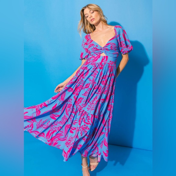 Flying Tomato Dresses & Skirts - Pre-Loved Flying Tomato | Blue and Pink Maxi Dress Size L